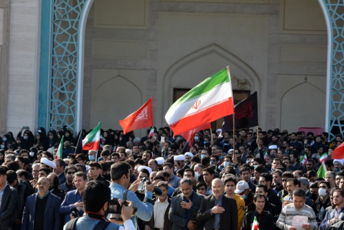 تشییع پیکر دو بسیجی مدافع امنیت در دانشگاه فردوسی مشهد